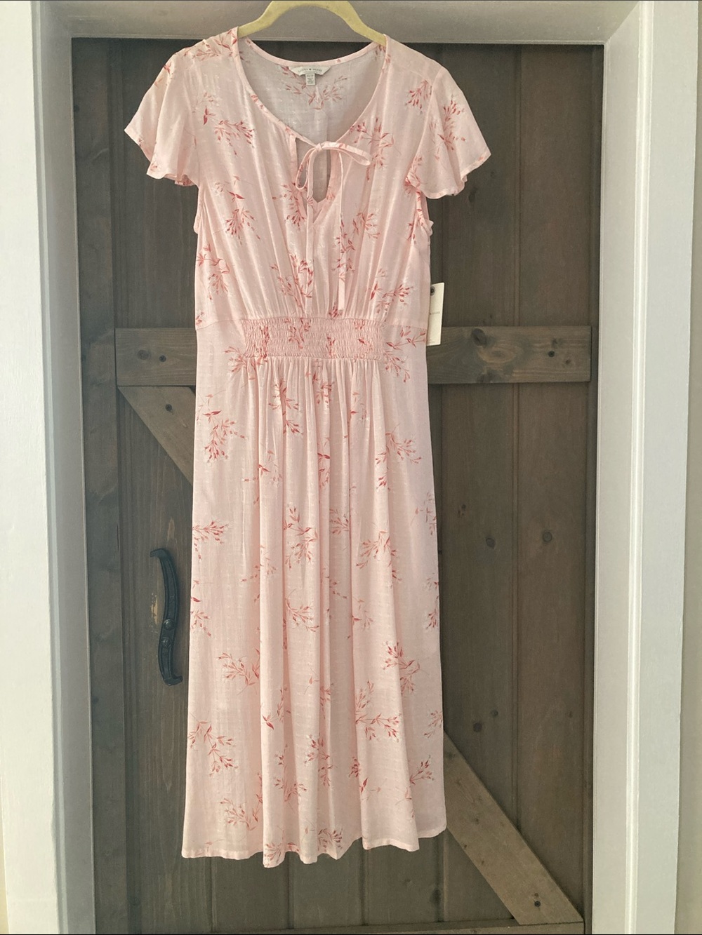 Lucky Brand Blush Pink Floral Midi Dress